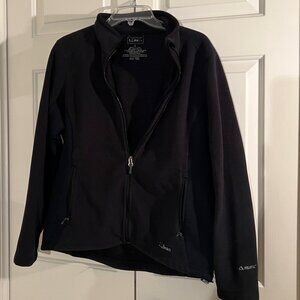 Womens L.L. Bean fleece zip jacket, black, size Misses Large
